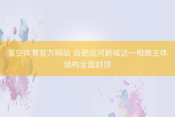 星空体育官方网站 合肥运河新城这一相貌主体结构全面封顶