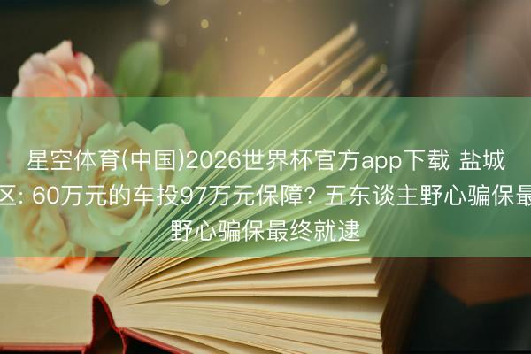 星空体育(中国)2026世界杯官方app下载 盐城市大丰区: 60万元的车投97万元保障? 五东谈主野心骗保最终就逮