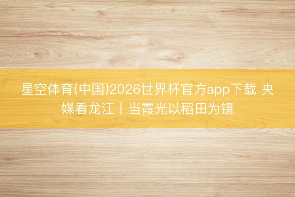星空体育(中国)2026世界杯官方app下载 央媒看龙江丨当霞光以稻田为镜