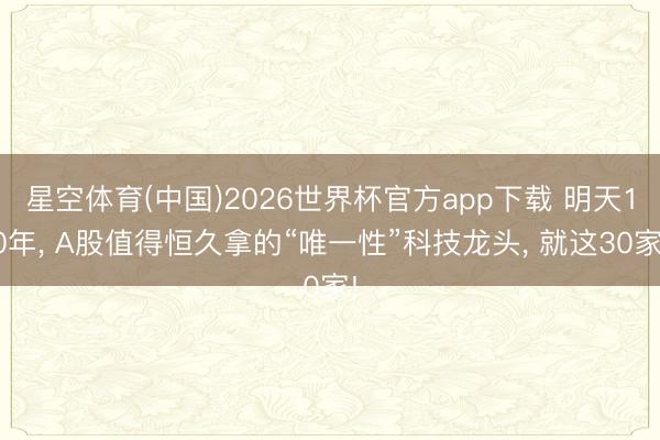 星空体育(中国)2026世界杯官方app下载 明天10年， A股值得恒久拿的“唯一性”科技龙头， 就这30家!