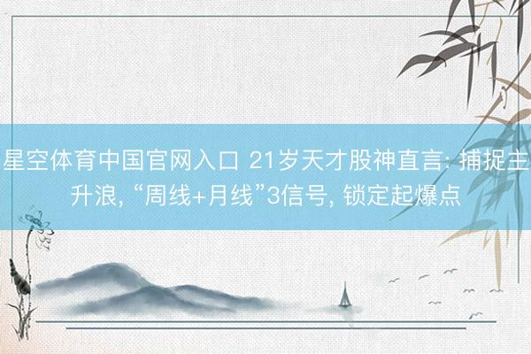 星空体育中国官网入口 21岁天才股神直言: 捕捉主升浪， “周线+月线”3信号， 锁定起爆点