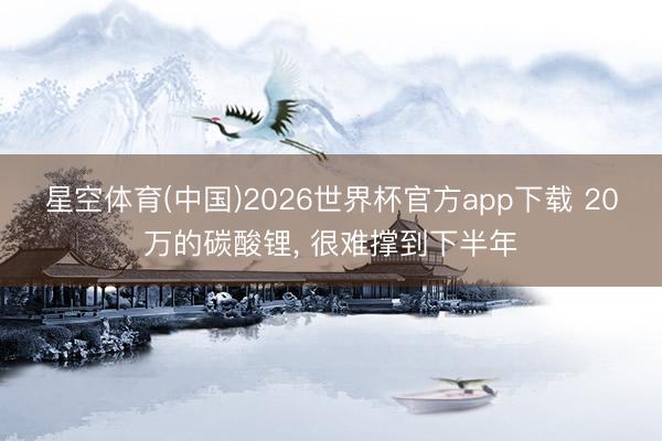 星空体育(中国)2026世界杯官方app下载 20万的碳酸锂， 很难撑到下半年