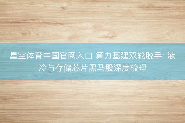 星空体育中国官网入口 算力基建双轮脱手: 液冷与存储芯片黑马股深度梳理