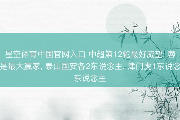 星空体育中国官网入口 中超第12轮最好威望: 蓉城是最大赢家， 泰山国安各2东说念主， 津门虎1东说念主