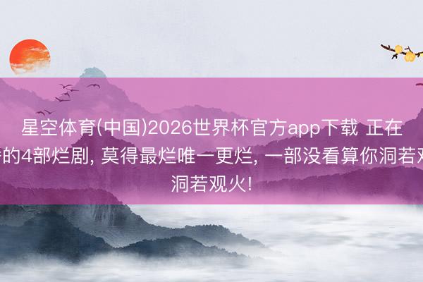 星空体育(中国)2026世界杯官方app下载 正在热播的4部烂剧， 莫得最烂唯一更烂， 一部没看算你洞若观火!