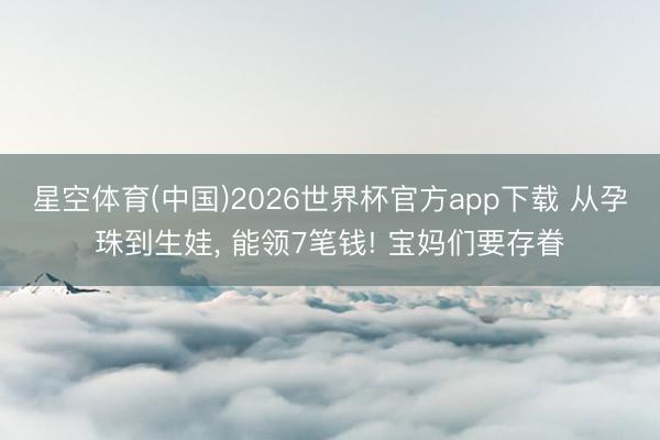 星空体育(中国)2026世界杯官方app下载 从孕珠到生娃， 能领7笔钱! 宝妈们要存眷