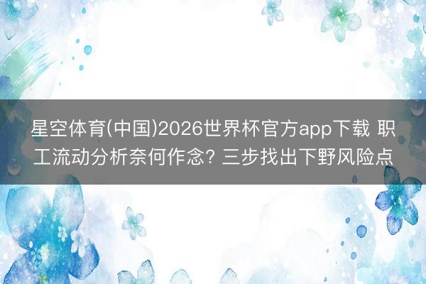 星空体育(中国)2026世界杯官方app下载 职工流动分析奈何作念? 三步找出下野风险点