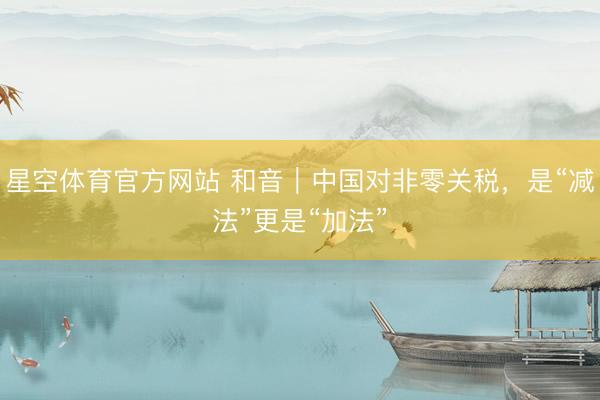 星空体育官方网站 和音｜中国对非零关税，是“减法”更是“加法”