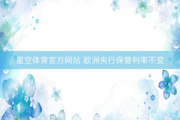 星空体育官方网站 欧洲央行保管利率不变