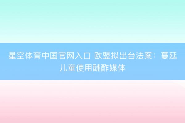 星空体育中国官网入口 欧盟拟出台法案：蔓延儿童使用酬酢媒体