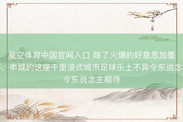 星空体育中国官网入口 除了火爆的好意思加墨世界杯,申城的这座千里浸式城市足球乐土不异令东说念主期待